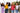 Fröhliche junge Frauen, Arm in Arm, mit diversem Hintergrund